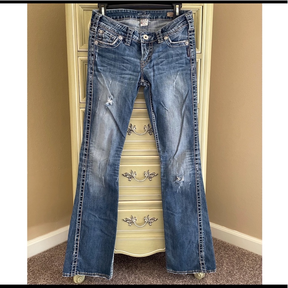 Silver Jeans, Boot Cut, Light Wash, Distressed